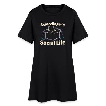 Schrödinger's Social Life | Physics Cat - Women’s T-Shirt Dress - black - Front