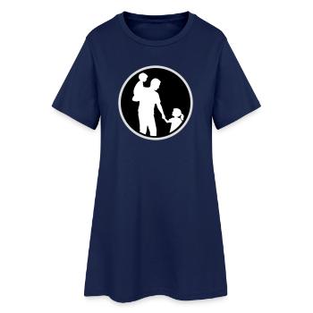 Silhouette père-enfant marchant famille Amour de père - Robe T-shirt Femme - marine clair - Devant
