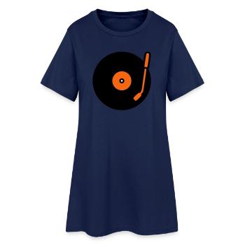 Bras de lecture de disque vinyle Retro Audio - Robe T-shirt Femme - marine clair - Devant