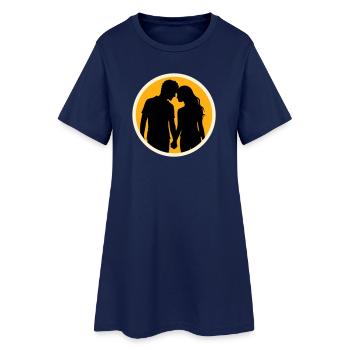 Couple Silhouette Amour Romance Petit ami de la Saint-Valentin - Robe T-shirt Femme - marine clair - Devant