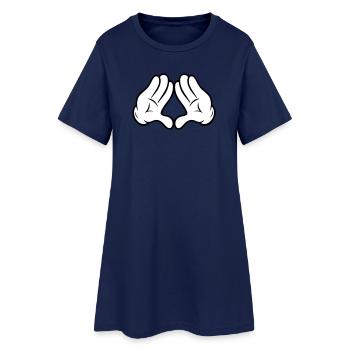 Mains style comique Pyramide Triangle Diamond Diamond - Robe T-shirt Femme - marine clair - Devant