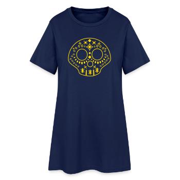 calavera - patterned skull - gold - Women’s T-Shirt Dress - light navy - Front