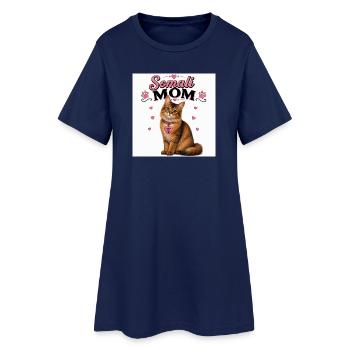 Maman Chat Somalien Amour - Robe T-shirt Femme - marine clair - Devant