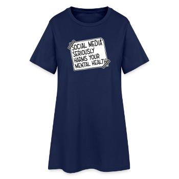Social Media Seriously Harms Mental Health Saying - Women’s T-Shirt Dress - light navy - Front