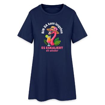 Flamingo Party Es Eskaliert eh wieder Mädelsabend - Frauen T-Shirt-Kleid - Light Navy - Vorne