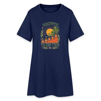 Growth Takes Time – Pflanzen Wachstum Retro - Frauen T-Shirt-Kleid - Light Navy - Vorne