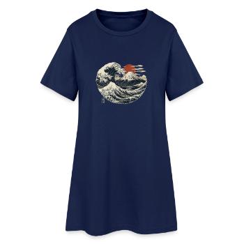 Vague Fujiyama - Robe T-shirt Femme - marine clair - Devant