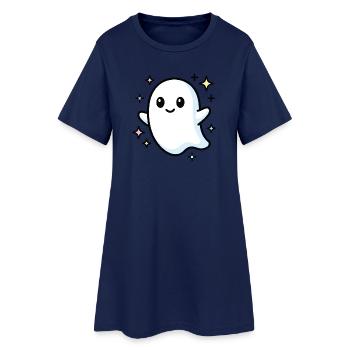 Glitzernder Geist und Kawaii-Sterne - Frauen T-Shirt-Kleid - Light Navy - Vorne