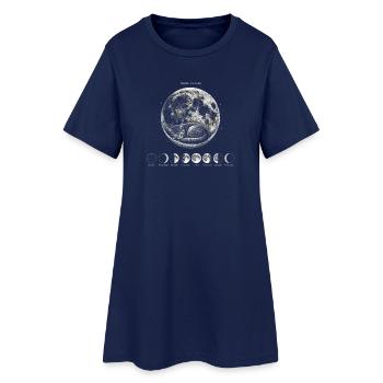 Mondphasen Schlafende Katze Mondzyklus Astronomie - Frauen T-Shirt-Kleid - Light Navy - Vorne