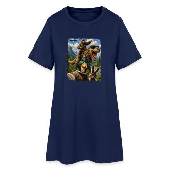 Mallard Duck Selfie Bigfoot T Rex UFO Funny Gifts - Frauen T-Shirt-Kleid - Light Navy - Vorne