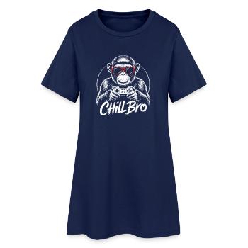  Chill Bro Affe Gamer Mit Controller Und - Frauen T-Shirt-Kleid - Light Navy - Vorne