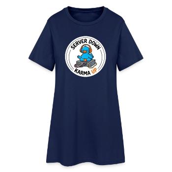 Server down Karma up IT Admin Gelassenheit T-Shirt - Frauen T-Shirt-Kleid - Light Navy - Vorne
