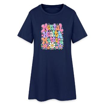 Mentale Gesundheit Blütenzauber - Frauen T-Shirt-Kleid - Light Navy - Vorne