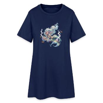 Ozeanische Kuchen-Meerjungfrau - Frauen T-Shirt-Kleid - Light Navy - Vorne