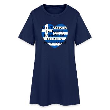 MIT TZATZIKI KANNST DU FLIRTEN VERGESSEN PITAGORAS - Frauen T-Shirt-Kleid - Light Navy - Vorne