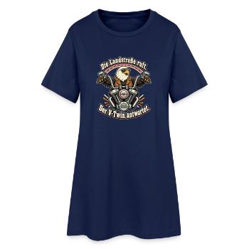 Cruiser Fahrer V-Twin Motorrad Roadtrip - Frauen T-Shirt-Kleid - Light Navy - Vorne