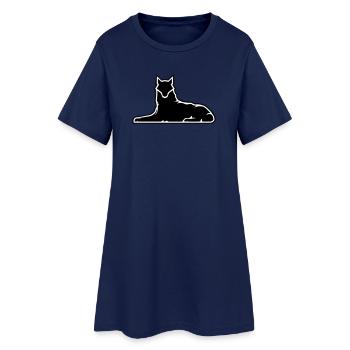 Minimalist Wolf Silhouette Design - Women’s T-Shirt Dress - light navy - Front