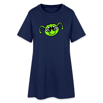 Raupe Sonnenbrille Cool Lächeln Frech Spaß Comic - Frauen T-Shirt-Kleid - Light Navy - Vorne