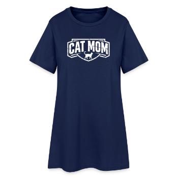 Cat Mom Vintage Crest - Women’s T-Shirt Dress - light navy - Front