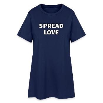 Diffuser l’amour Gros Noir Blanc Typographie - Robe T-shirt Femme - marine clair - Devant