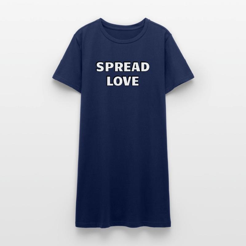 Diffuser l’amour Gros Noir Blanc Typographie Robe T-shirt Femme