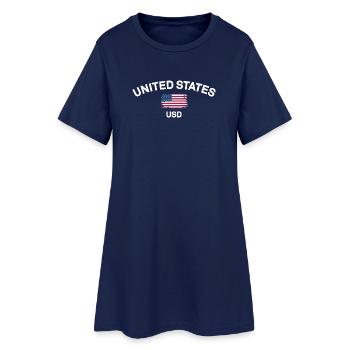 Distressed US Flag USD Graphic - Women’s T-Shirt Dress - light navy - Front