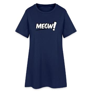 MEOW Miau Katze - Frauen T-Shirt-Kleid - Light Navy - Vorne