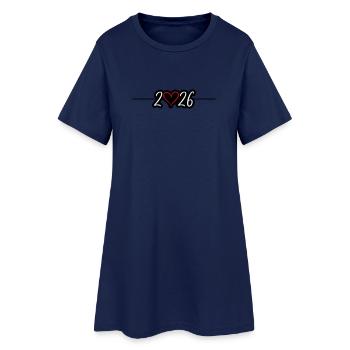 2026 Herz - Frauen T-Shirt-Kleid - Light Navy - Vorne