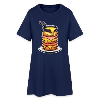 Raclette avec Fromage Fondant Montagne et Fondue - Robe T-shirt Femme - marine clair - Devant