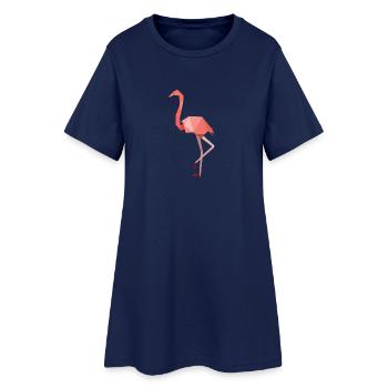 Flamingo auf einem Bein rosa modern - Frauen T-Shirt-Kleid - Light Navy - Vorne