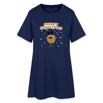 Lustiger Weihnachts Elch - Merry Christmas - Frauen T-Shirt-Kleid - Light Navy - Vorne