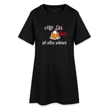 Mit Bier / Bier / Trinken / Party - Frauen T-Shirt-Kleid - Schwarz - Vorne