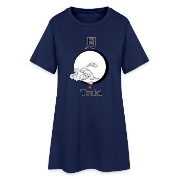 Tsuki – Japanischer Mond | Torii Apparel - Frauen T-Shirt-Kleid - Light Navy - Vorne