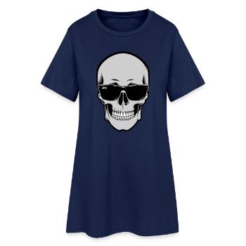 Graphique de crâne avec lunettes de soleil - Robe T-shirt Femme - marine clair - Devant