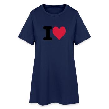 Herz - Frauen T-Shirt-Kleid - Light Navy - Vorne