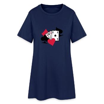 Poker Karten - Frauen T-Shirt-Kleid - Light Navy - Vorne