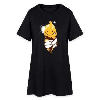 Glace kawaii à la main - Robe T-shirt Femme - noir - Devant
