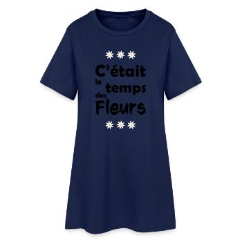 C'était le temps des fleurs - Robe T-shirt Femme - marine clair - Devant