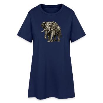 Illustration d’éléphants vintage – Pouvoir & Nature - Robe T-shirt Femme - marine clair - Devant