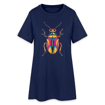 Chatte-coq, Mignon scarabée cerf, Scarabée rhinocéros, Insectes - Robe T-shirt Femme - marine clair - Devant