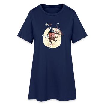 wandelndes Haus - Frauen T-Shirt-Kleid - Light Navy - Vorne