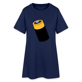 Batterie - énergie - sous tension - Robe T-shirt Femme - marine clair - Devant