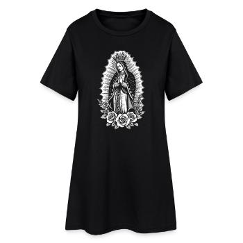 Guadalupe Line Style Rose Motif - Robe T-shirt Femme - noir - Devant