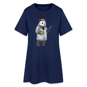 Panda Maler Pinsel Malen - Frauen T-Shirt-Kleid - Light Navy - Vorne