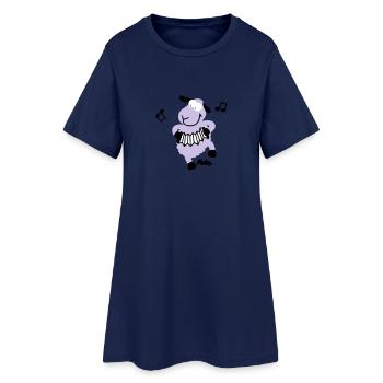 accordéon mouton (c) - Robe T-shirt Femme - marine clair - Devant