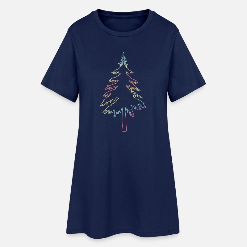 Christbaum, Tannenbaum oder Weihnachtsbaum Umriss - Frauen T-Shirt-Kleid - Light Navy
