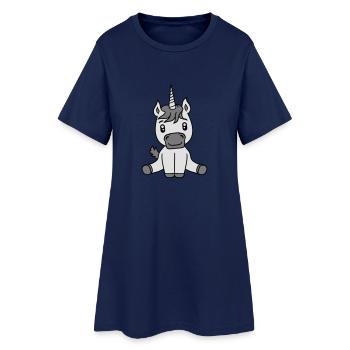 unicorn foal unicorn sweet cute sitting comic cart - Women’s T-Shirt Dress - light navy - Front