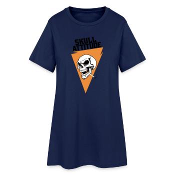 Rebell Totenschädel mit Dreieck Zigarette - Frauen T-Shirt-Kleid - Light Navy - Vorne
