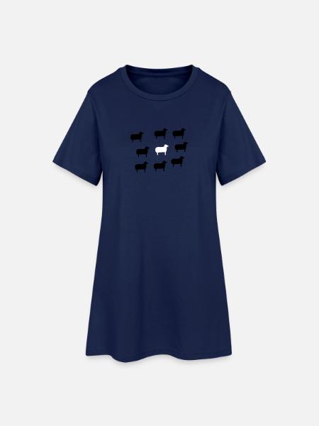 weißes Schaf - Frauen T-Shirt-Kleid - Light Navy
