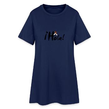 Hola Podenco - Frauen T-Shirt-Kleid - Light Navy - Vorne